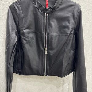 SPANX Black Leather Moto Jacket